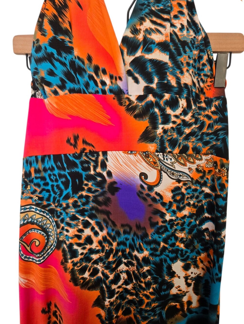 ✨ IB Diffusion Halter Maxi Dress | Animal Print Paisley | Tropical Statement Dre - Picture 3 of 9